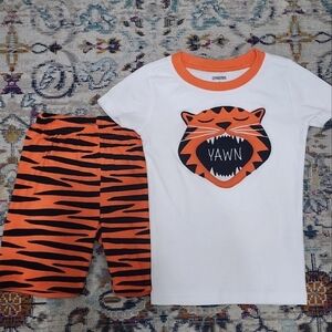 Gymboree Boy's Orange White Black Matching Tee and Shorts Set Springtime, sz 6